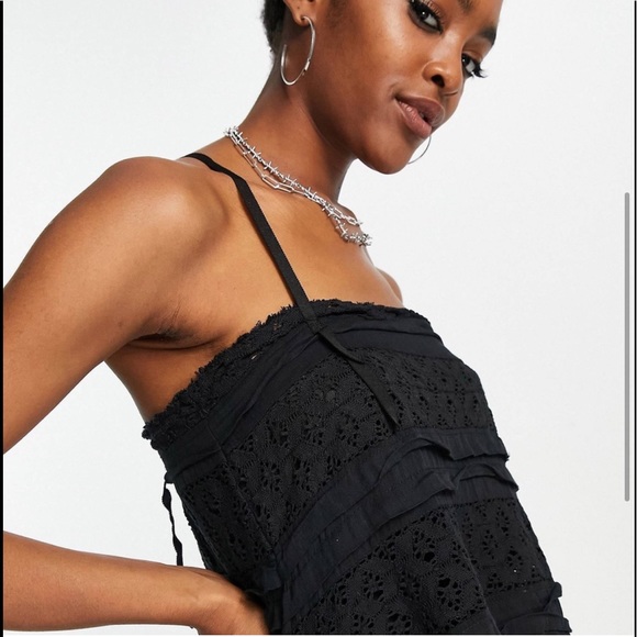 NWT Free People Shailee Black Mini Lace Dress New Medium M - Picture 4 of 11